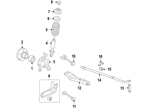 2010 Ford Explorer Rear Suspension Components, Lower Control Arm, Stabilizer Bar Diagram 2 - Thumbnail