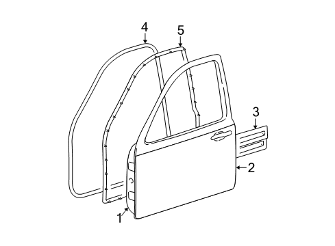 2005 Lincoln Town Car Front Door, Body Diagram