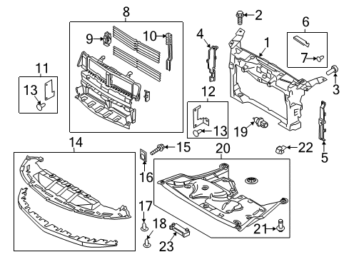 2016 Lincoln MKS Bracket - Radiator Upper Diagram for AE9Z-8A193-A