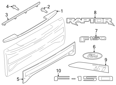 2021 Ford F-150 Exterior Trim - Tail Gate Diagram