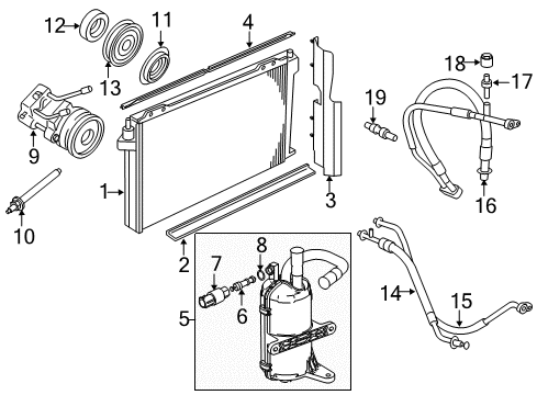 2008 Ford Crown Victoria A/C Condenser, Compressor & Lines Diagram