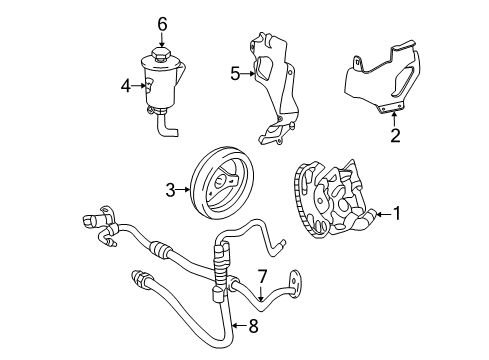 2004 Mercury Mountaineer P/S Pump & Hoses, Steering Gear & Linkage Diagram 4 - Thumbnail