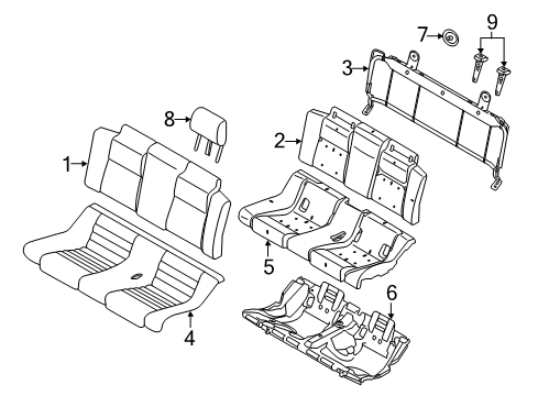 2012 Ford Mustang Rear Seat Cushion Cover Assembly Diagram for BR3Z-7663804-DA