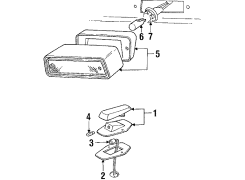 1986 Ford F-350 Cargo Lamps, Roof Lamps Diagram