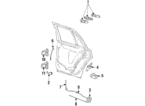 2000 Ford Crown Victoria Rear Door - Lock & Hardware Diagram