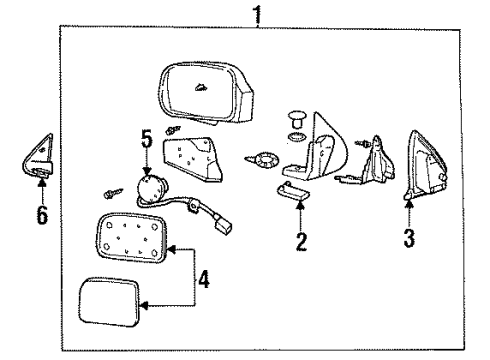 1997 Mercury Villager Kit - Rear View Outer Mirror Diagram for F6XZ-17696-AA