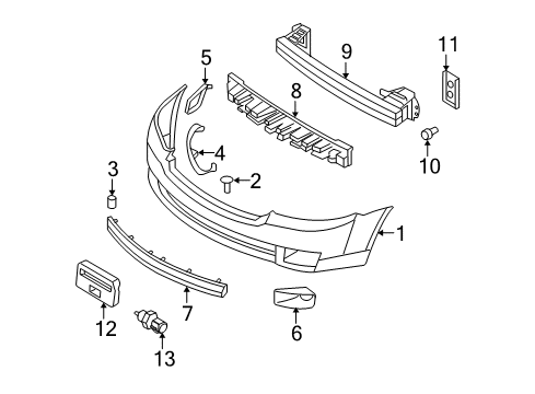 2008 Lincoln MKZ Isolator Assembly - Bumper Bar Diagram for 6H6Z-17C882-AA