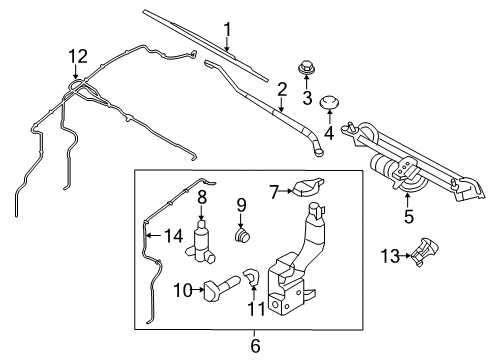 2014 Lincoln MKX Windshield - Wiper & Washer Components Diagram