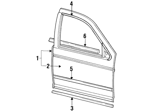 1992 Mercury Sable Weatherstrip Assy - Door Opening Diagram for F4DZ-5420709-A