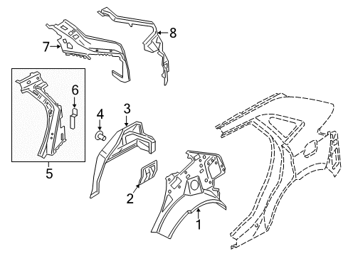 2017 Lincoln MKX Inner Structure - Quarter Panel Diagram