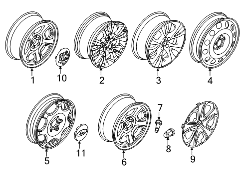 2015 Ford Special Service Police Sedan Wheels, Center Cap Diagram 2 - Thumbnail