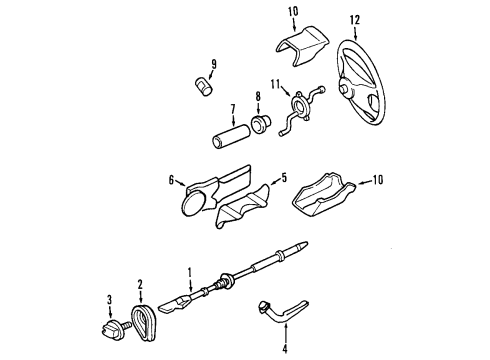 2001 Mercury Cougar Steering Column & Wheel, Steering Gear & Linkage Diagram 1 - Thumbnail