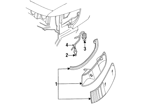 1994 Mercury Grand Marquis Wiring & Socket Assembly Diagram for F2MY13234A