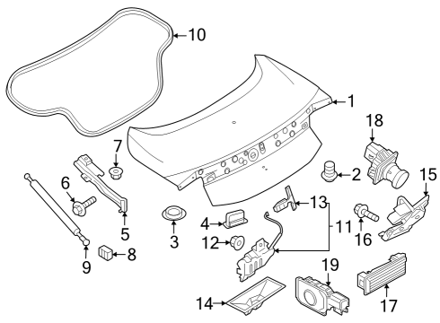 2024 Ford Mustang Trunk Lid & Components Diagram