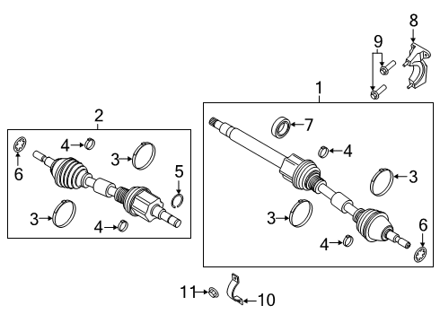 2019 Ford Edge Drive Axles - Front Diagram