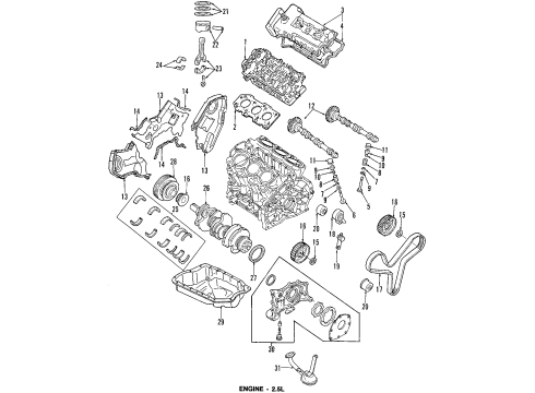 1993 Ford Probe Gasket - Valve Rocker Arm Cover Diagram for F32Z-6584-B