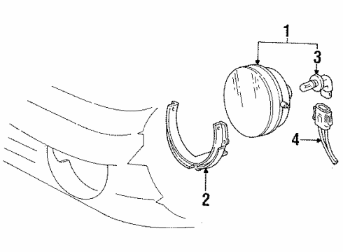 1993 Ford Tempo Fog Lamp Assembly Diagram for F23Z15200A