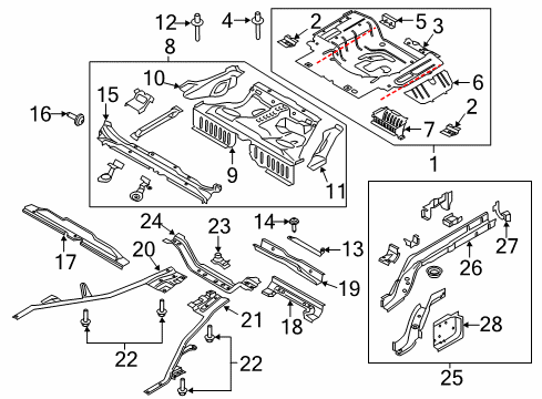 2017 Ford Mustang Member Assembly - Floor Side - Rear Diagram for FR3Z-6310125-B