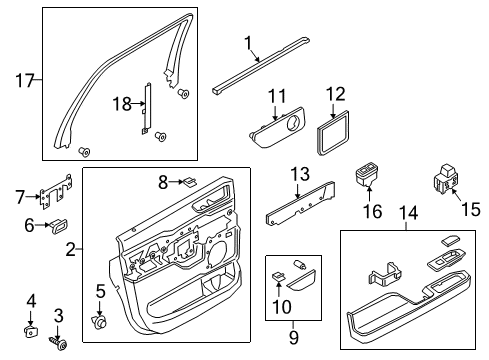 2019 Lincoln Navigator Applique - Door Trim Panel Diagram for JL7Z-78275A36-EA