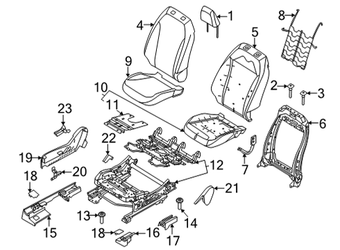 2021 Ford Mustang Mach-E Passenger Seat Components Diagram