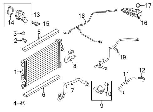 2016 Ford Escape Radiator & Components Diagram 3 - Thumbnail