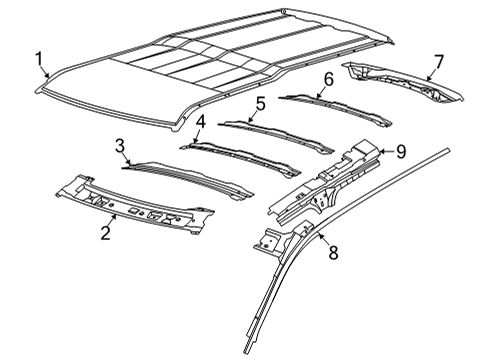 2023 Ford Bronco Sport BOW - ROOF REAR Diagram for M1PZ-7851294-D