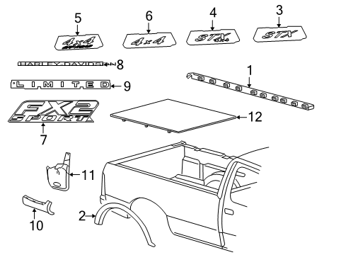 2008 Ford F-150 Fender Emblem Diagram for 7L3Z-8442528-A