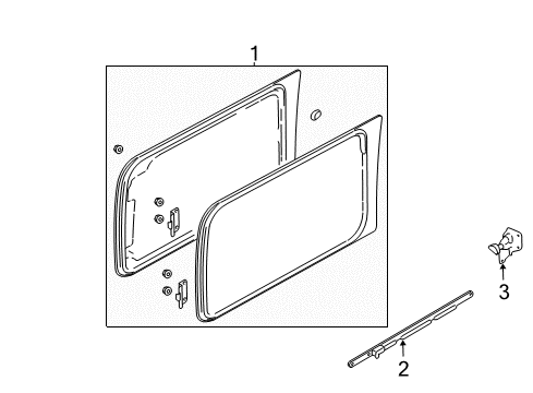 2004 Lincoln Navigator Quarter Panel - Glass & Hardware Diagram