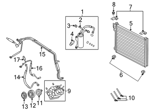 2019 Ford E-350 Super Duty A/C Condenser, Compressor & Lines Diagram