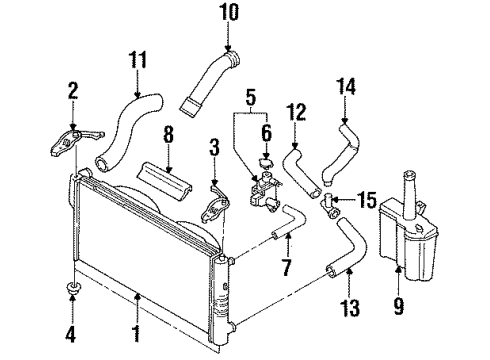 1994 Ford Probe Radiator & Components Diagram 2 - Thumbnail