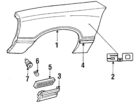 1985 Mercury Capri Fender & Components Diagram