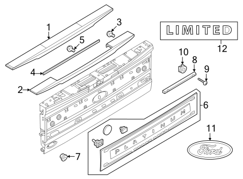 2023 Ford F-350 Super Duty Exterior Trim - Tail Gate Diagram