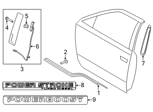 2021 Ford F-150 Exterior Trim - Front Door Diagram