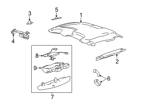 2008 Lincoln Town Car Interior Trim - Roof Diagram 2 - Thumbnail