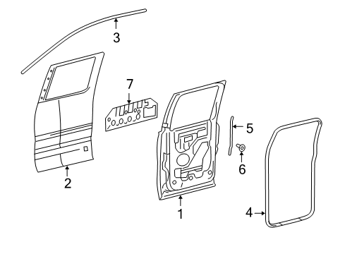 2005 Ford F-150 Seal - Door Front And Rear Diagram for F65Z-15211A74-AA