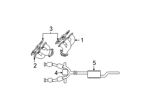 2000 Ford Mustang Exhaust Components, Exhaust Manifold Diagram 1 - Thumbnail