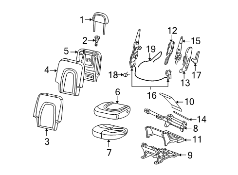 2005 Lincoln Aviator Rear Seat-Foam Cushion Pad Left Diagram for 2C5Z-7863841-AA