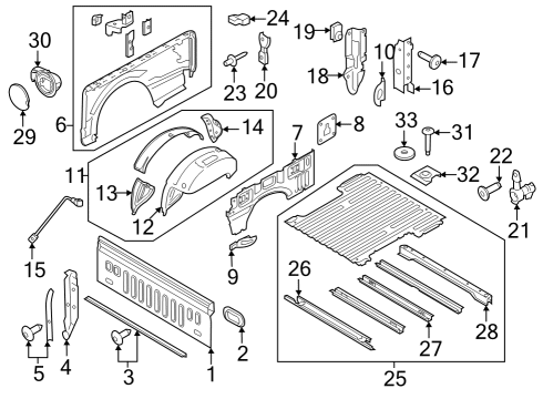 2022 Ford F-150 PANEL - BODY SIDE - REAR Diagram for ML3Z-9527841-B