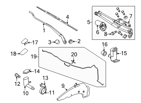 2011 Ford Transit Connect Windshield - Wiper & Washer Components Diagram