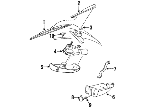 1998 Mercury Sable Lift Gate - Wiper & Washer Components Diagram