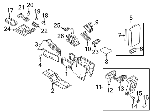 2008 Mercury Mountaineer Front Console, Rear Console Diagram