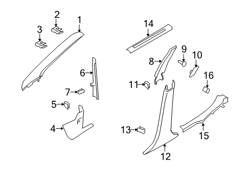 2010 Ford Focus Trim - "B" Pillar Diagram for 8S4Z-5424347-AB