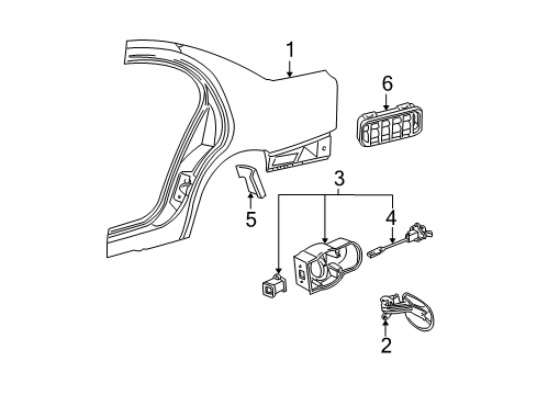 2001 Lincoln LS Quarter Panel & Components Diagram