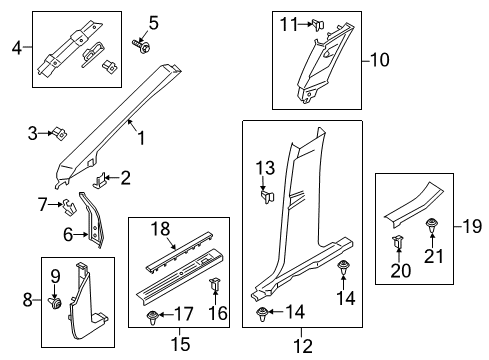 2015 Lincoln MKC Trim - "B" Pillar Diagram for EJ7Z-7824347-AM