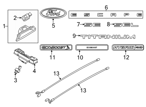 2021 Ford Escape Exterior Trim - Lift Gate Diagram