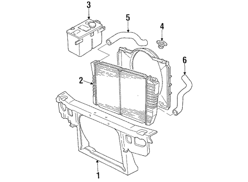 1990 Ford Thunderbird Radiator & Components, Radiator Support Diagram