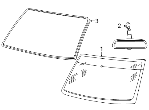 2002 Ford Explorer Sport Trac Windshield Glass Diagram for F57Z-7803100-A