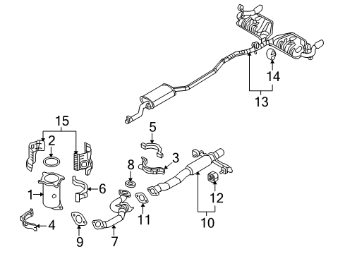 2008 Lincoln MKX Centre And Rear Muffler Assembly Diagram for 8T4Z-5230-A