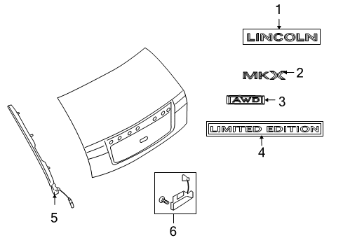 2007 Lincoln MKX Exterior Trim - Lift Gate Diagram