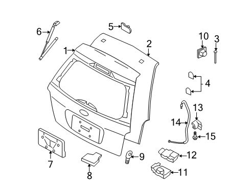 2007 Ford Freestyle Tailgate Latch Assembly Diagram for 6L1Z-7843150-BA